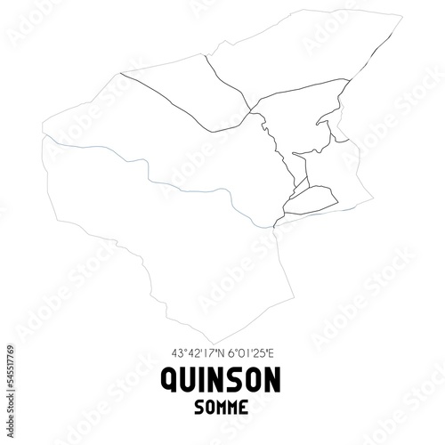 QUINSON Somme. Minimalistic street map with black and white lines.