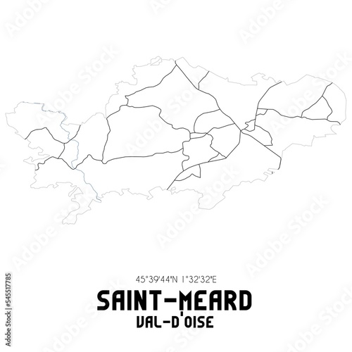 SAINT-MEARD Val-d'Oise. Minimalistic street map with black and white lines.