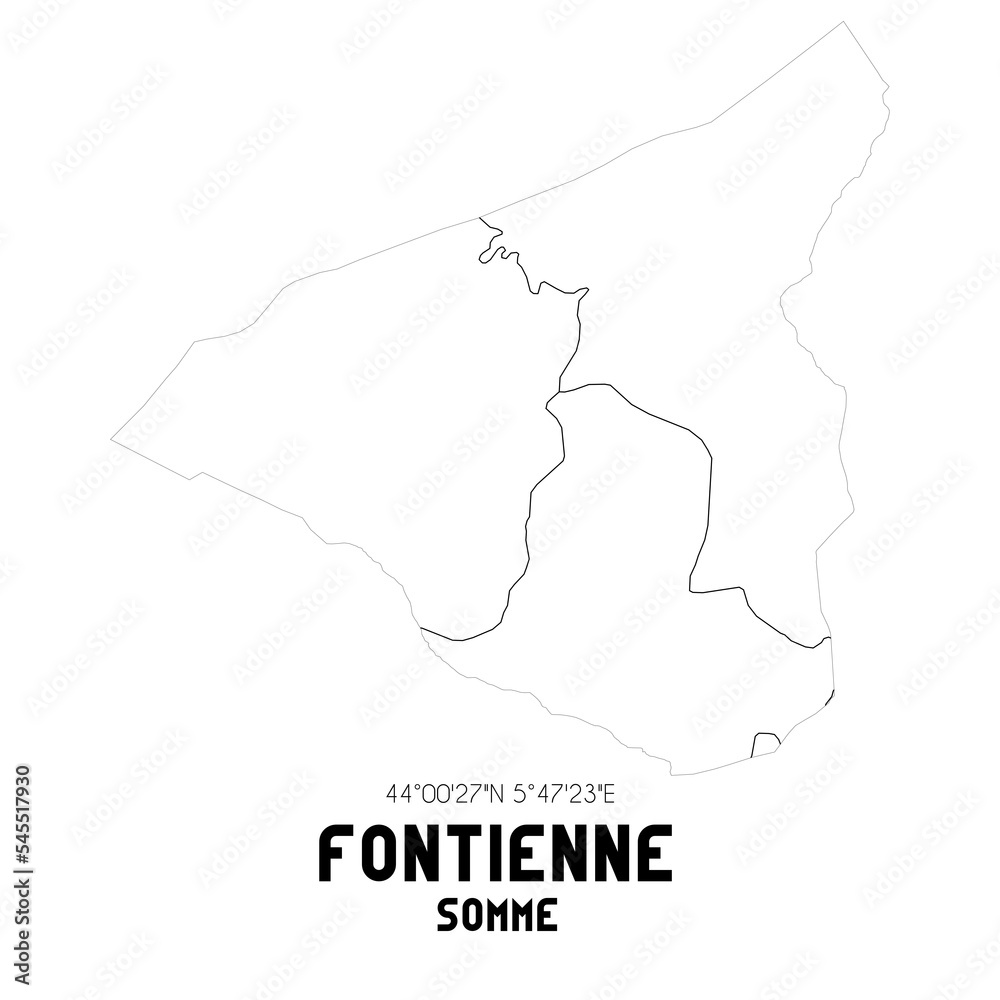 FONTIENNE Somme. Minimalistic street map with black and white lines.