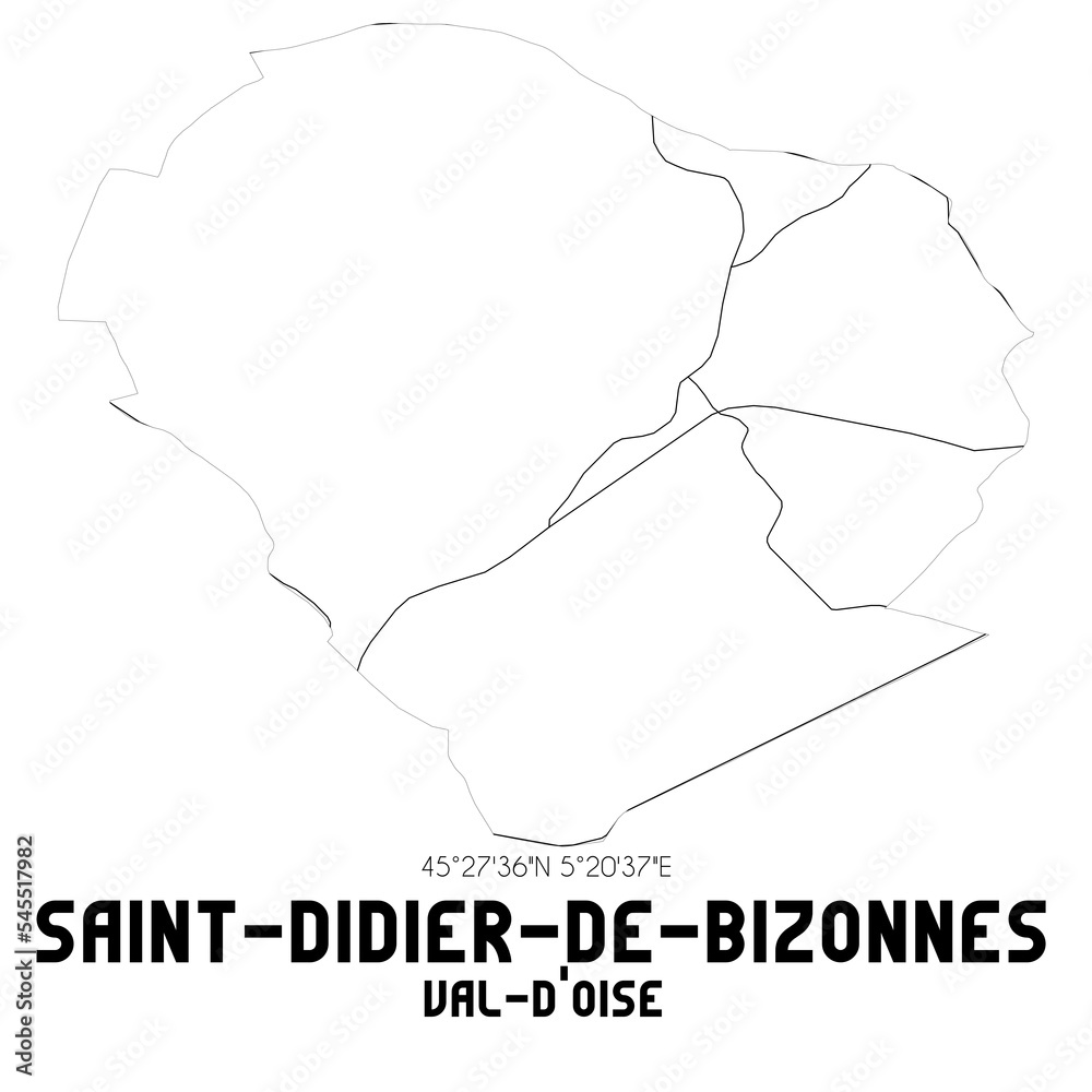 SAINT-DIDIER-DE-BIZONNES Val-d'Oise. Minimalistic street map with black and white lines. SAINT-DIDIER-DE-BIZONNES Val-d'Oise. Minimalistic street map with black and white lines.