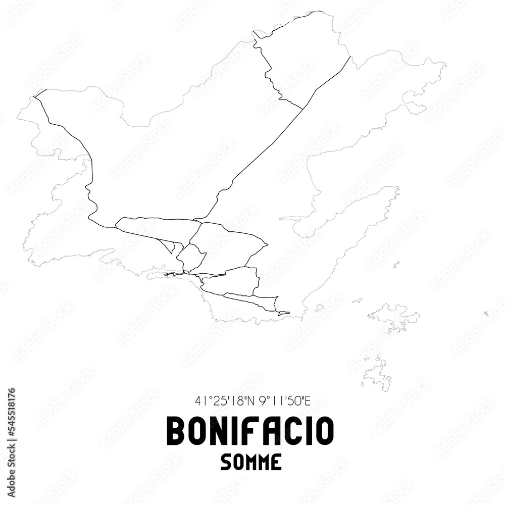 BONIFACIO Somme. Minimalistic street map with black and white lines.