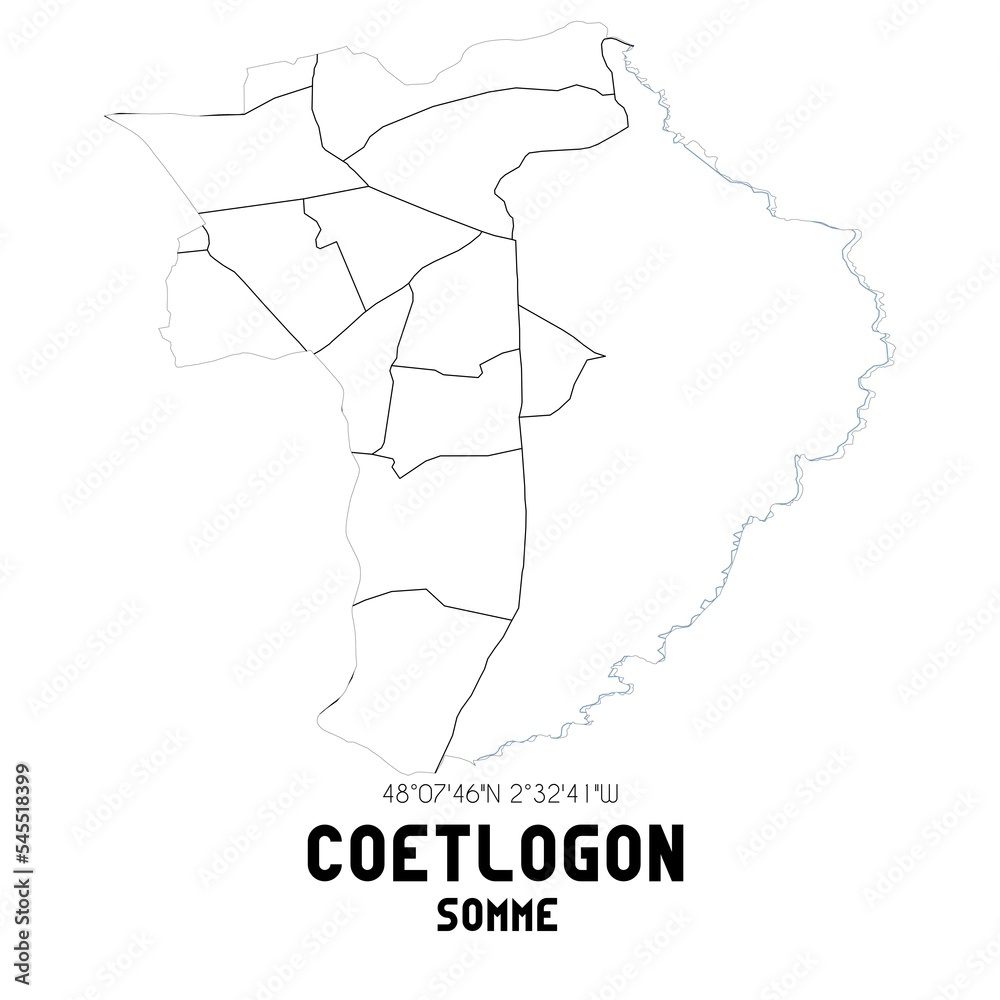 COETLOGON Somme. Minimalistic street map with black and white lines.