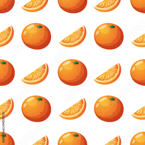 Pattern with oranges in cartoon style on white background