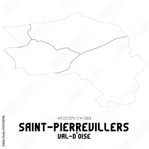 SAINT-PIERREVILLERS Val-d'Oise. Minimalistic street map with black and white lines.