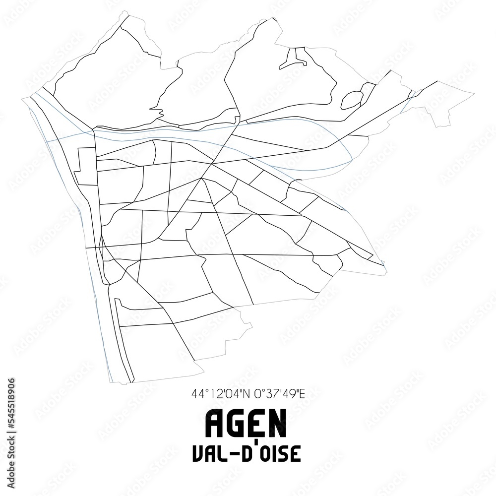 AGEN Val-d'Oise. Minimalistic street map with black and white lines.