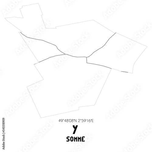 Y Somme. Minimalistic street map with black and white lines.