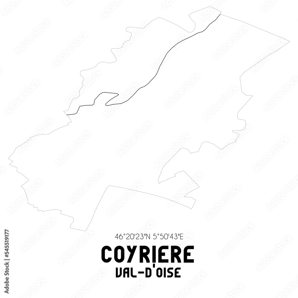 COYRIERE Val-d'Oise. Minimalistic street map with black and white lines.