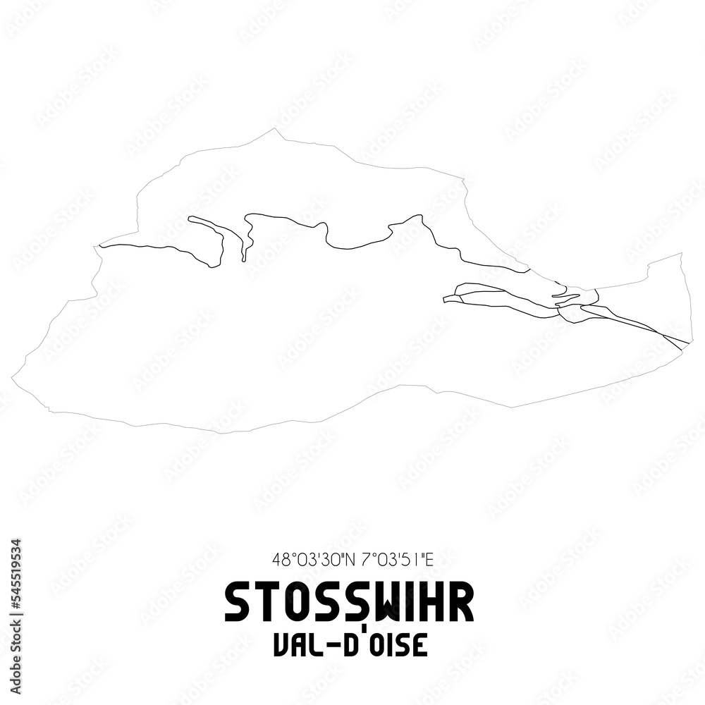 STOSSWIHR Val-d'Oise. Minimalistic street map with black and white lines. STOSSWIHR Val-d'Oise. Minimalistic street map with black and white lines.