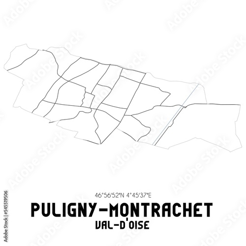 PULIGNY-MONTRACHET Val-d'Oise. Minimalistic street map with black and white lines.