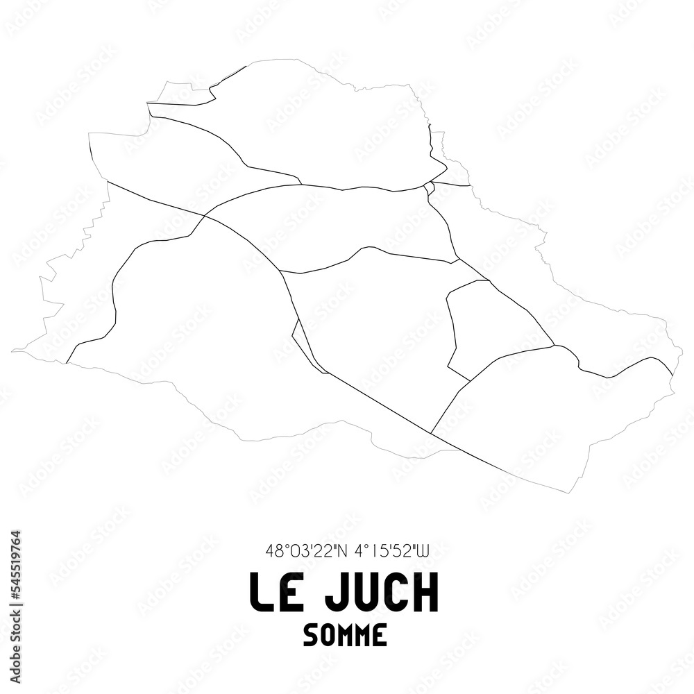 LE JUCH Somme. Minimalistic street map with black and white lines.