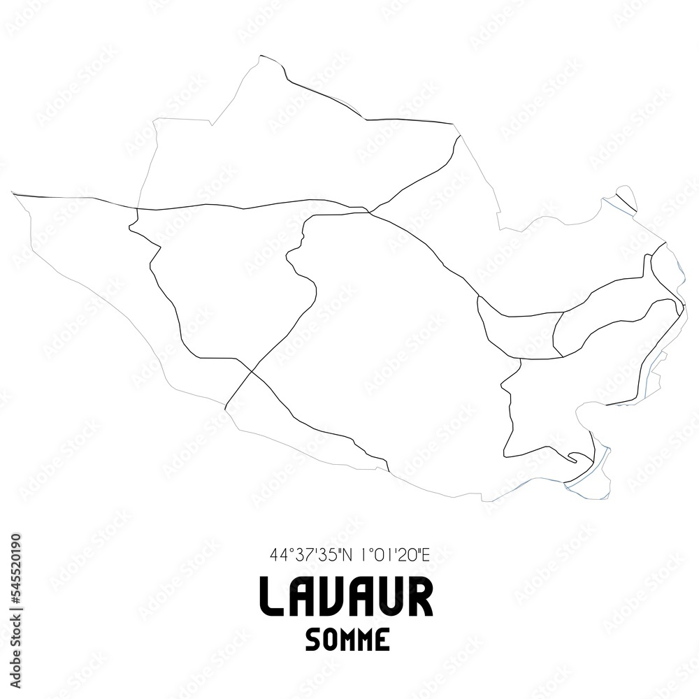 LAVAUR Somme. Minimalistic street map with black and white lines.
