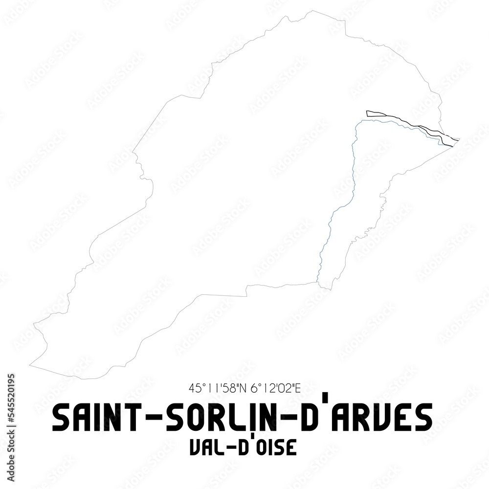 SAINT-SORLIN-D'ARVES Val-d'Oise. Minimalistic street map with black and white lines.