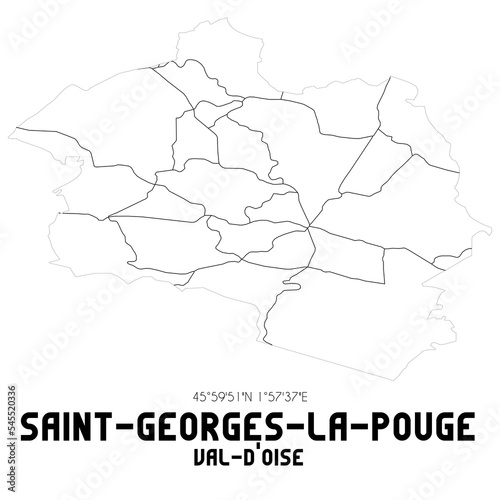 SAINT-GEORGES-LA-POUGE Val-d'Oise. Minimalistic street map with black and white lines.