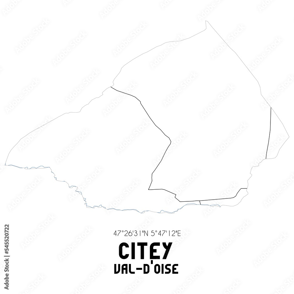 CITEY Val-d'Oise. Minimalistic street map with black and white lines. CITEY Val-d'Oise. Minimalistic street map with black and white lines.