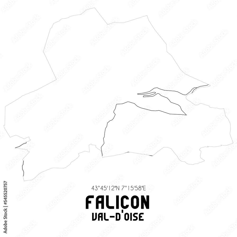 FALICON Val-d'Oise. Minimalistic street map with black and white lines.