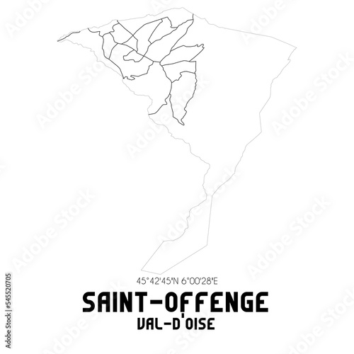 SAINT-OFFENGE Val-d'Oise. Minimalistic street map with black and white lines.