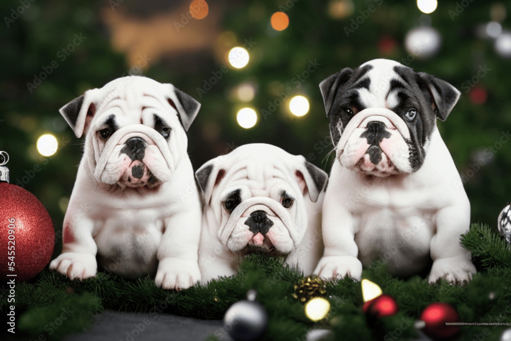 English Bulldog Puppies Christmas