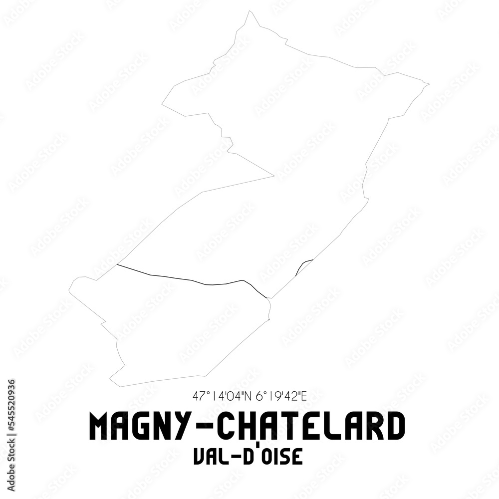 MAGNY-CHATELARD Val-d'Oise. Minimalistic street map with black and white lines.
