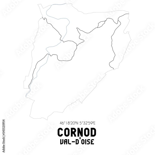 CORNOD Val-d'Oise. Minimalistic street map with black and white lines.