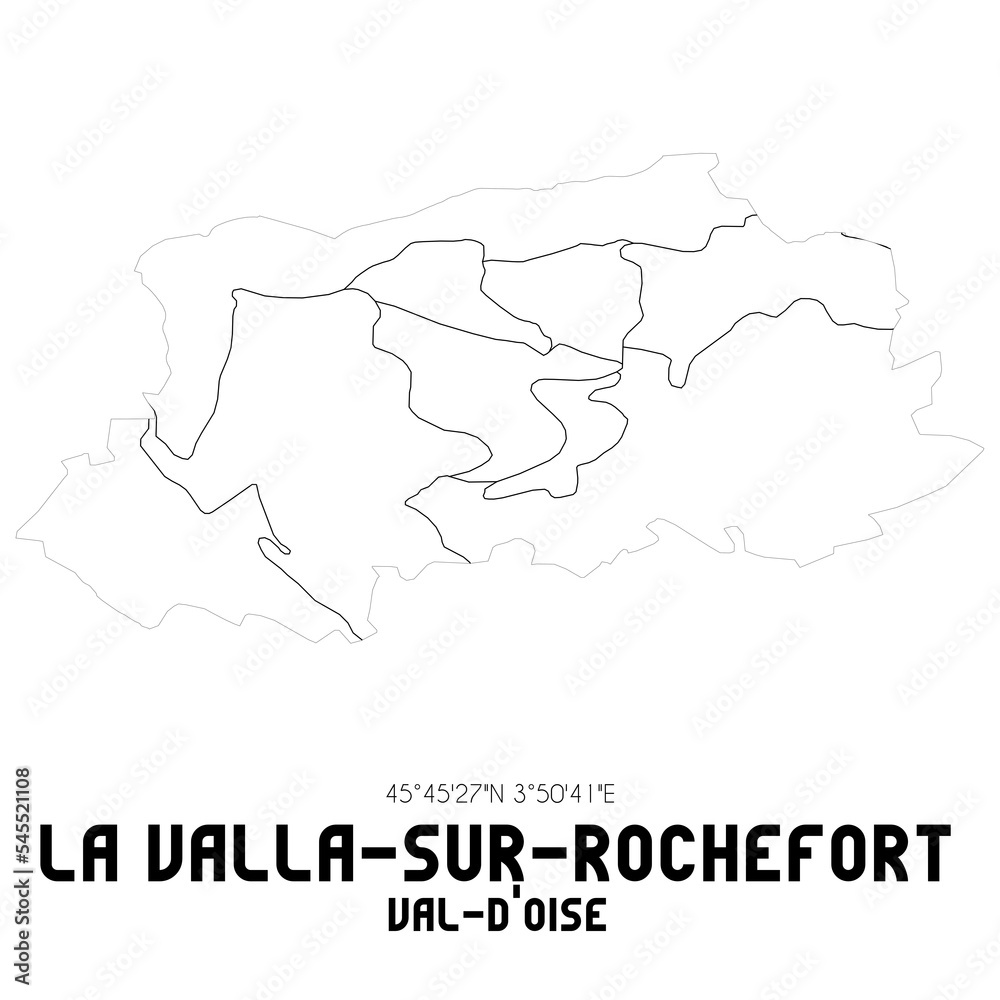 LA VALLA-SUR-ROCHEFORT Val-d'Oise. Minimalistic street map with black and white lines.