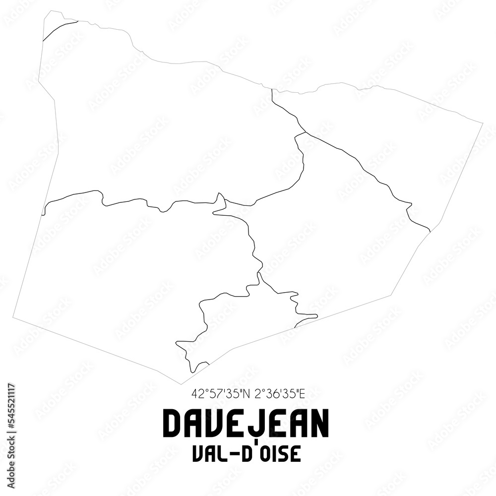DAVEJEAN Val-d'Oise. Minimalistic street map with black and white lines.