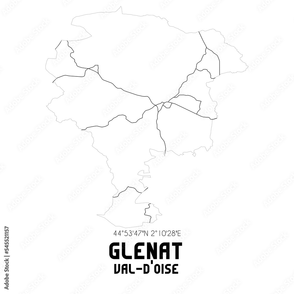 Obraz premium GLENAT Val-d'Oise. Minimalistic street map with black and white lines.