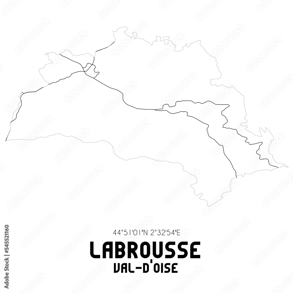 LABROUSSE Val-d'Oise. Minimalistic street map with black and white lines.