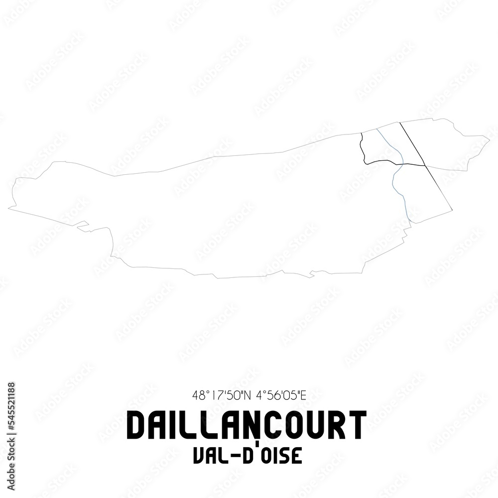 DAILLANCOURT Val-d'Oise. Minimalistic street map with black and white lines.