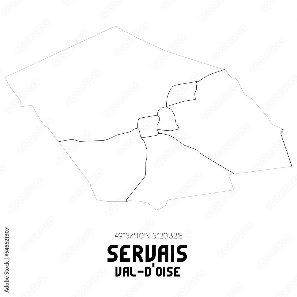 SERVAIS Val-d'Oise. Minimalistic street map with black and white lines. SERVAIS Val-d'Oise. Minimalistic street map with black and white lines.
