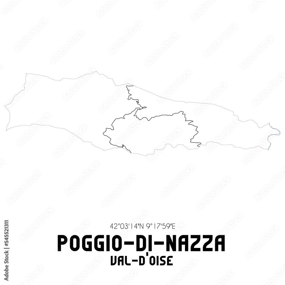 POGGIO-DI-NAZZA Val-d'Oise. Minimalistic street map with black and white lines. POGGIO-DI-NAZZA Val-d'Oise. Minimalistic street map with black and white lines.