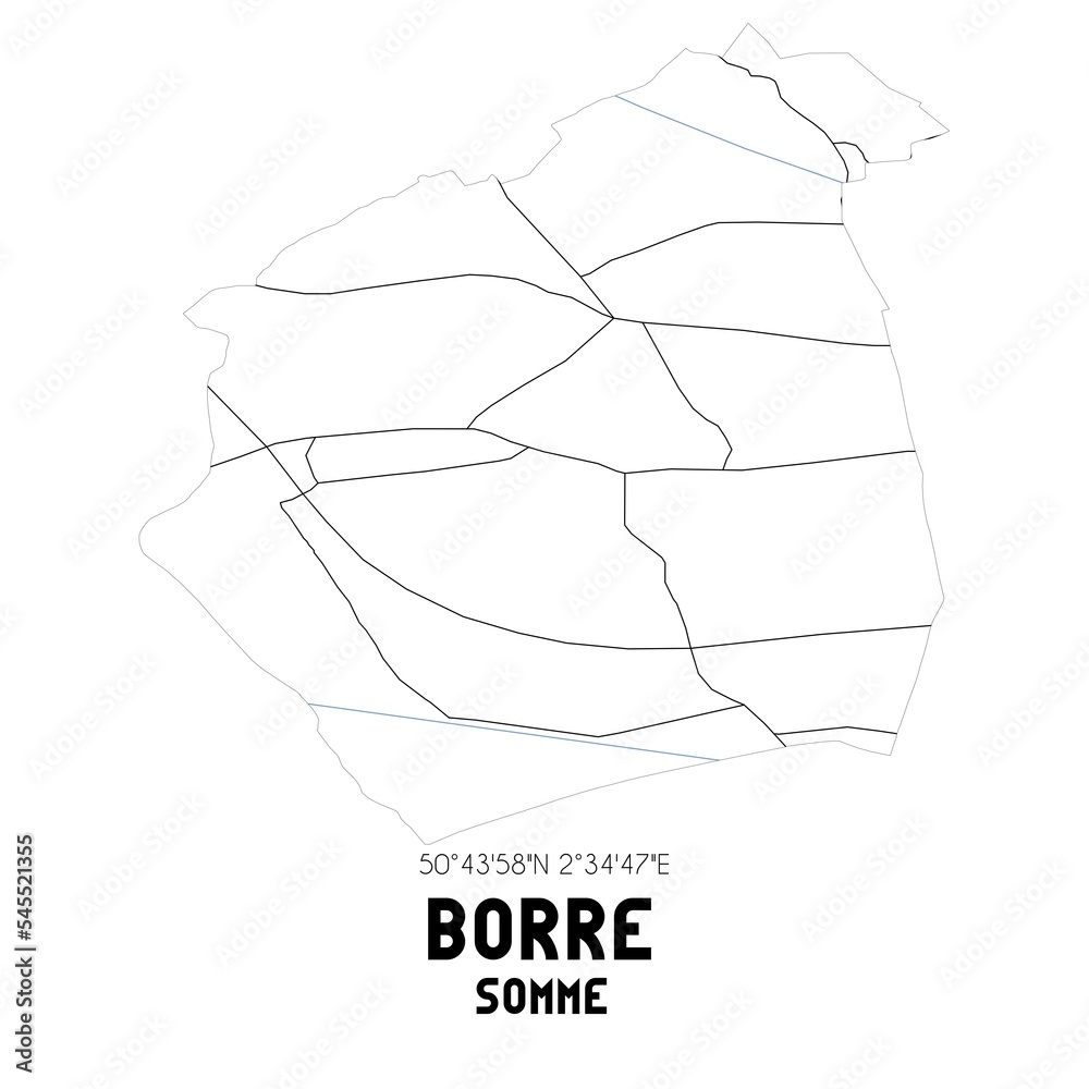 BORRE Somme. Minimalistic street map with black and white lines. BORRE Somme. Minimalistic street map with black and white lines.