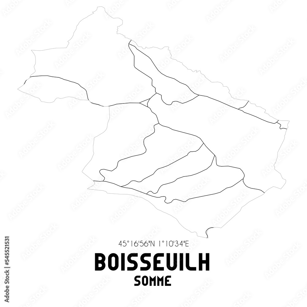 BOISSEUILH Somme. Minimalistic street map with black and white lines.
