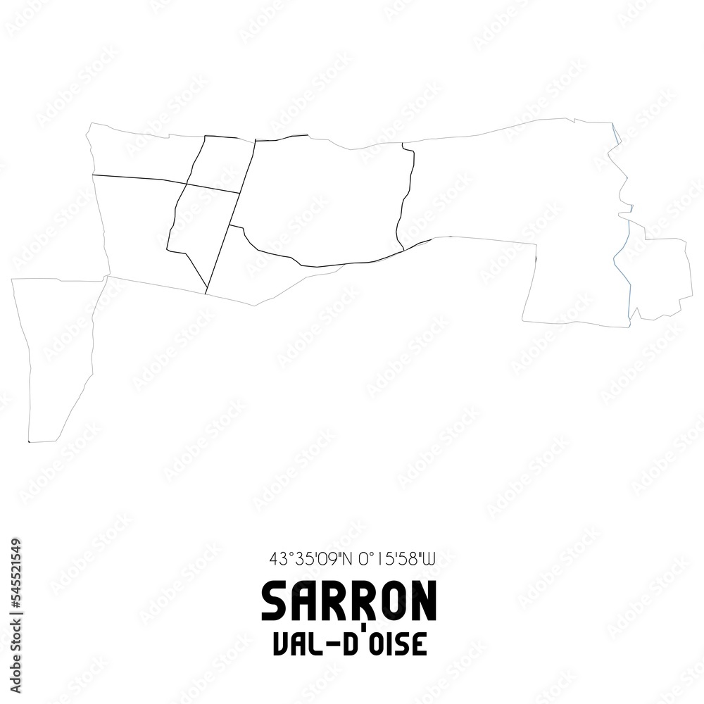 SARRON Val-d'Oise. Minimalistic street map with black and white lines. SARRON Val-d'Oise. Minimalistic street map with black and white lines.