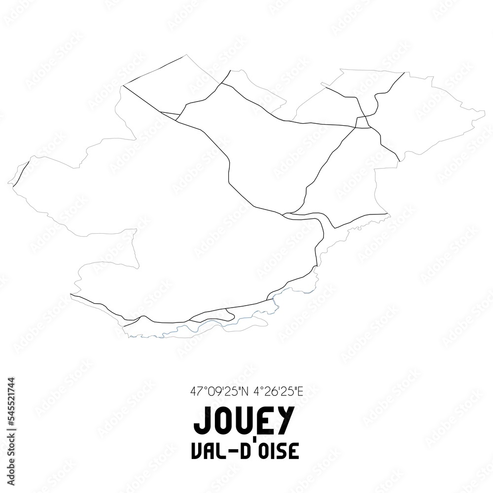 JOUEY Val-d'Oise. Minimalistic street map with black and white lines.