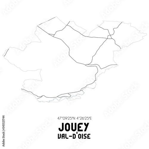 JOUEY Val-d Oise. Minimalistic street map with black and white lines.