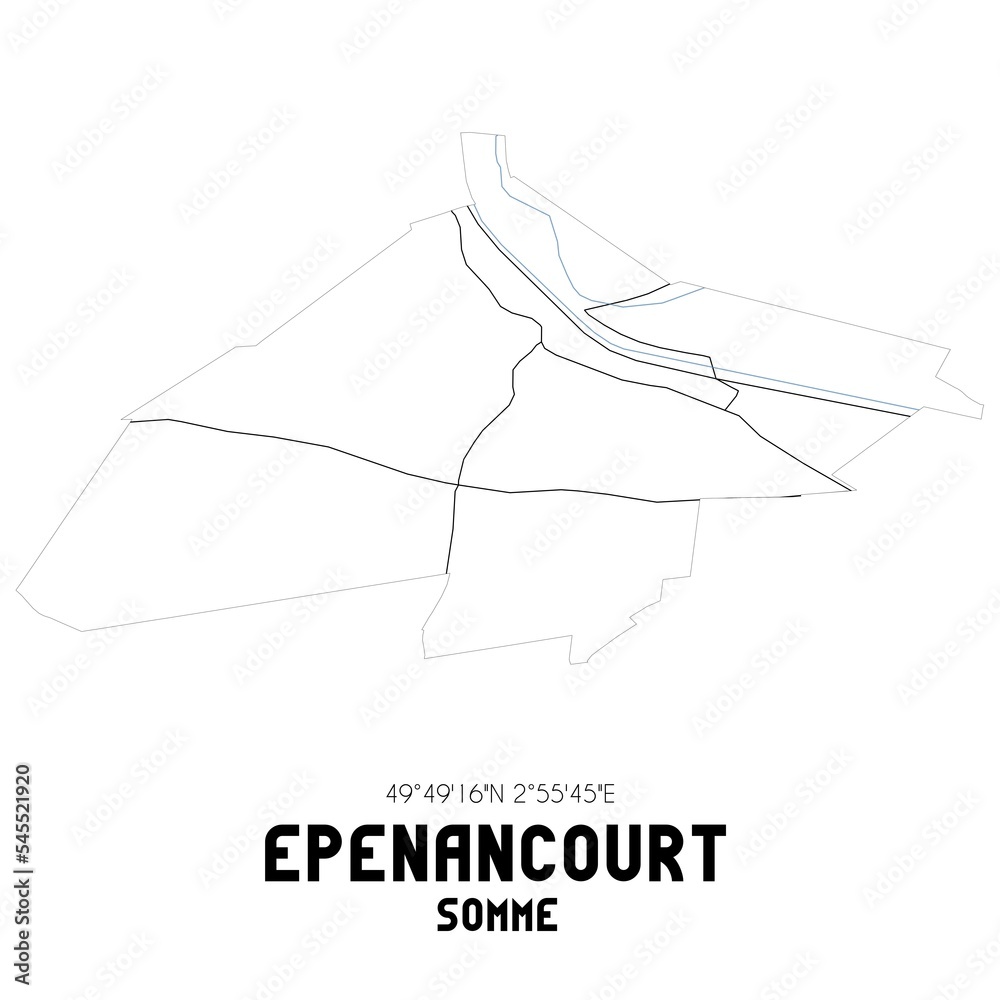 EPENANCOURT Somme. Minimalistic street map with black and white lines. EPENANCOURT Somme. Minimalistic street map with black and white lines.