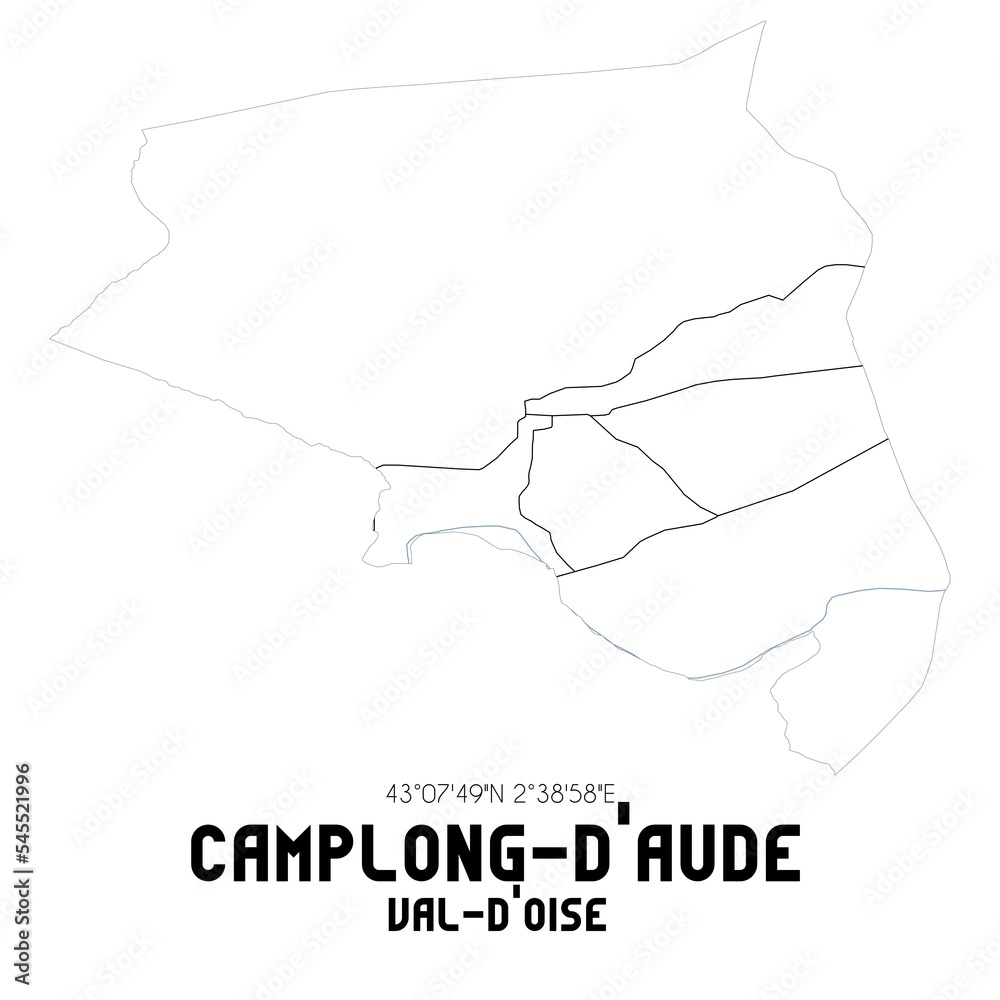 CAMPLONG-D'AUDE Val-d'Oise. Minimalistic street map with black and white lines. CAMPLONG-D'AUDE Val-d'Oise. Minimalistic street map with black and white lines.