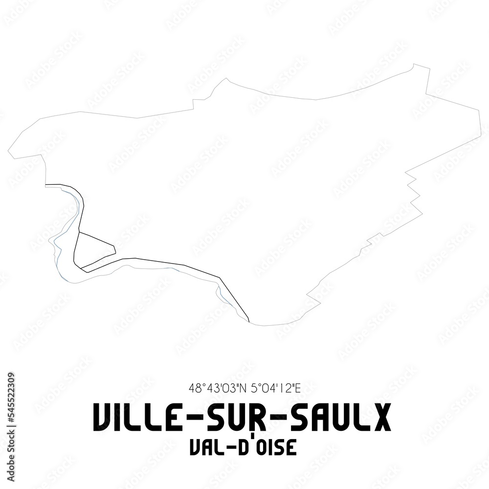 VILLE-SUR-SAULX Val-d'Oise. Minimalistic street map with black and white lines. VILLE-SUR-SAULX Val-d'Oise. Minimalistic street map with black and white lines.