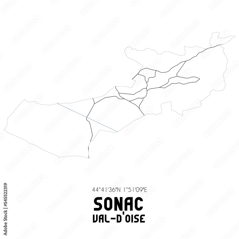 SONAC Val-d'Oise. Minimalistic street map with black and white lines.