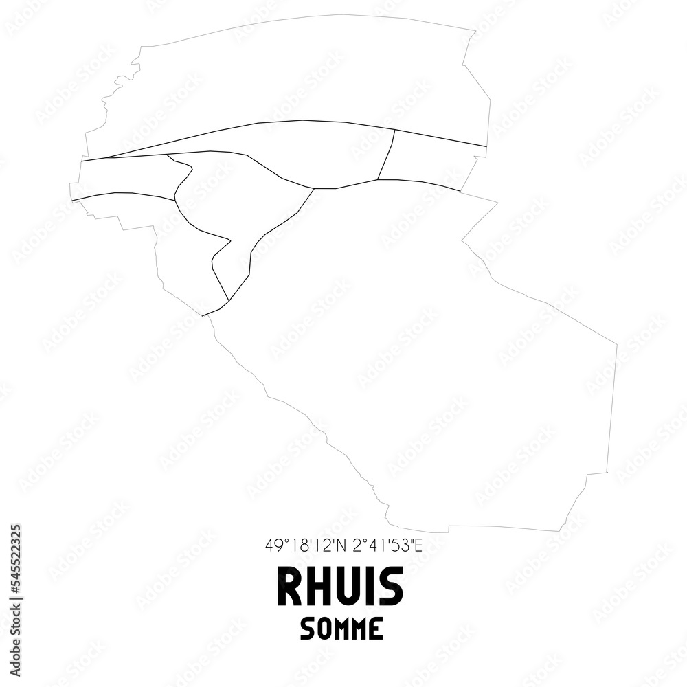RHUIS Somme. Minimalistic street map with black and white lines.