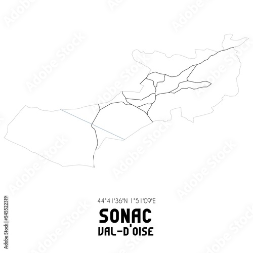 SONAC Val-d Oise. Minimalistic street map with black and white lines.