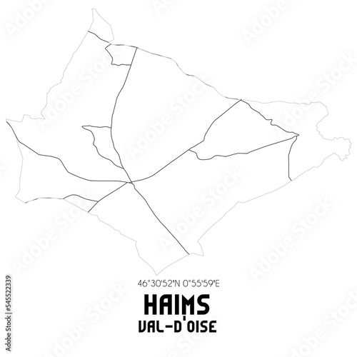 HAIMS Val-d'Oise. Minimalistic street map with black and white lines.