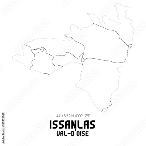 ISSANLAS Val-d'Oise. Minimalistic street map with black and white lines.