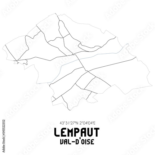 LEMPAUT Val-d'Oise. Minimalistic street map with black and white lines.