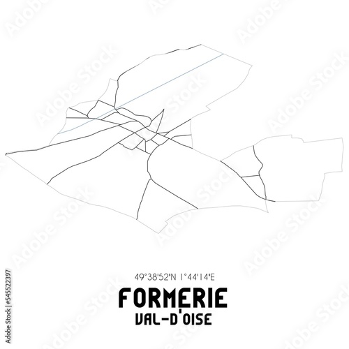 FORMERIE Val-d'Oise. Minimalistic street map with black and white lines.