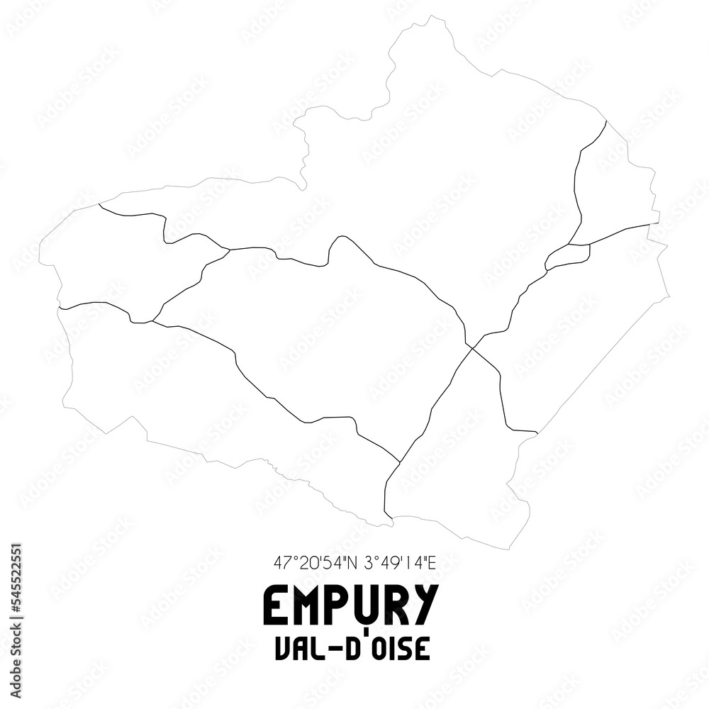 EMPURY Val-d'Oise. Minimalistic street map with black and white lines.