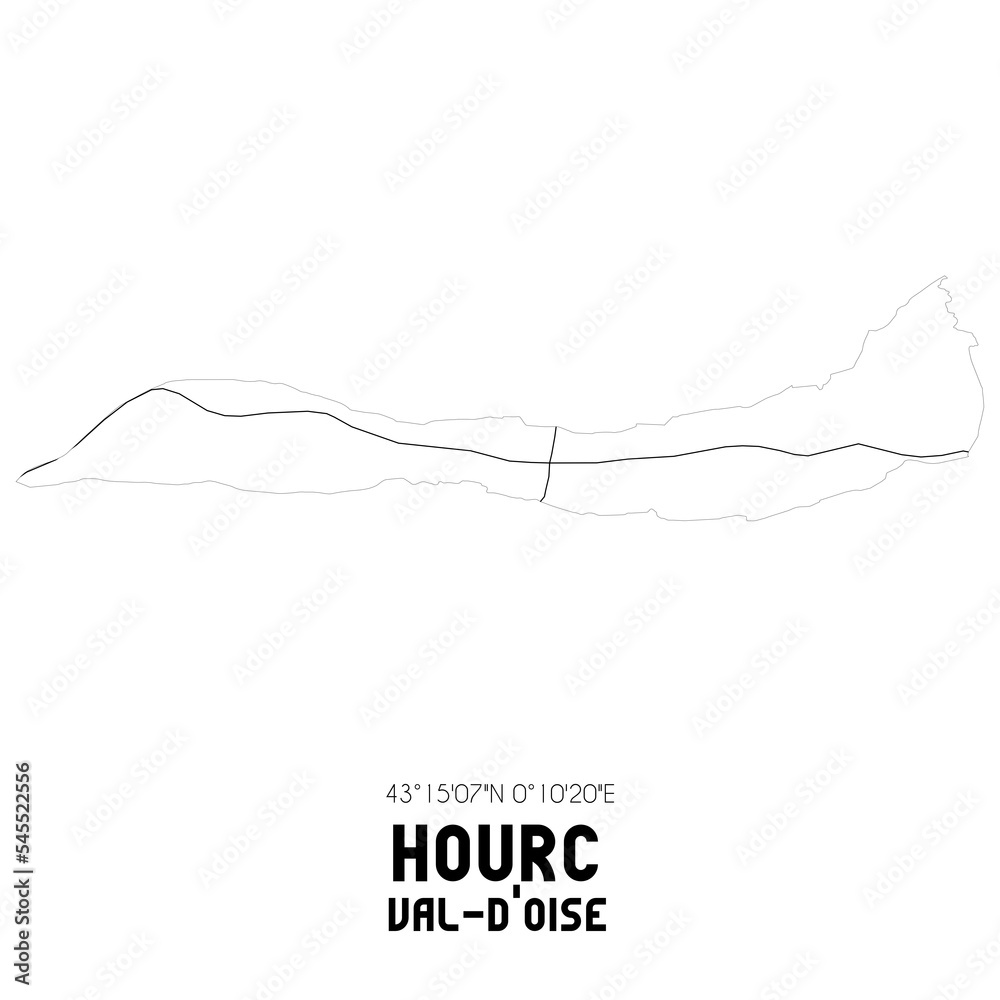 HOURC Val-d'Oise. Minimalistic street map with black and white lines. HOURC Val-d'Oise. Minimalistic street map with black and white lines.
