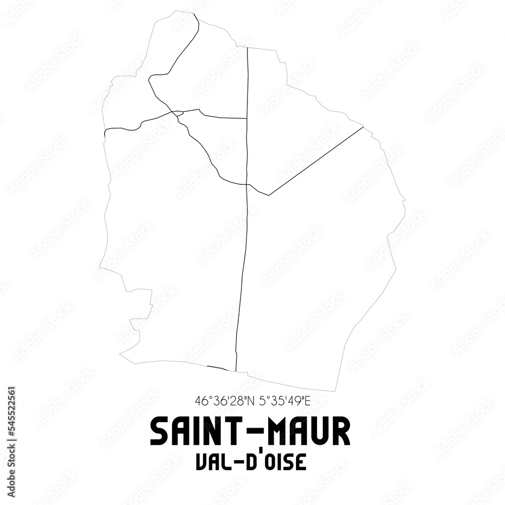 SAINT-MAUR Val-d'Oise. Minimalistic street map with black and white lines.