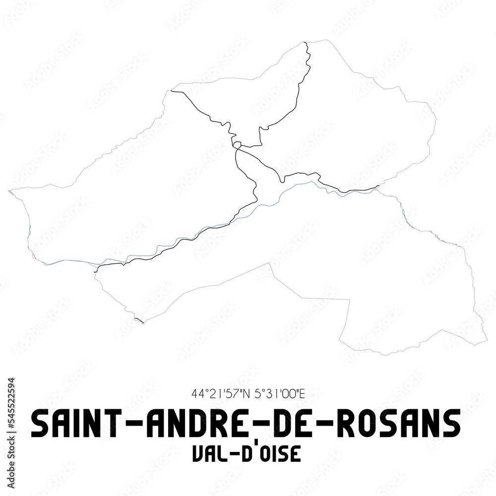 SAINT-ANDRE-DE-ROSANS Val-d'Oise. Minimalistic street map with black and white lines.
