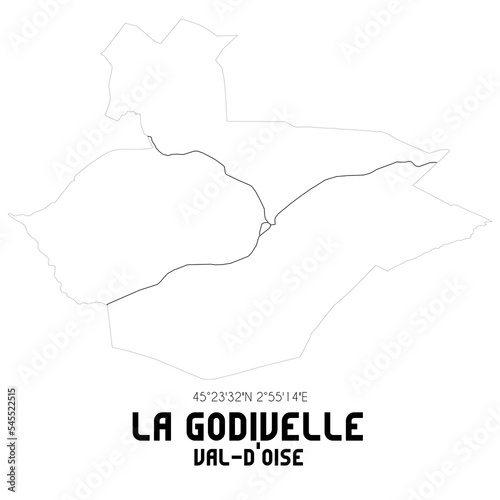 LA GODIVELLE Val-d'Oise. Minimalistic street map with black and white lines. photo